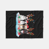 Four French Bulldog Dogs Christmas Light Reindeer Fleece Deken (Voorkant (Horizontaal))