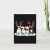 Four French Bulldog Dogs Christmas Light Reindeer  Kaart (Voorkant)