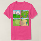 Four Fun Golf Illustration Scenes T-shirt (Design voorkant)
