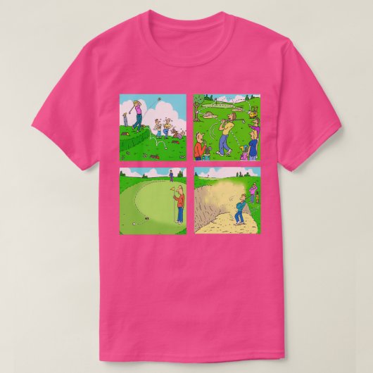 Four Fun Golf Illustration Scenes T-shirt (Design voorkant)