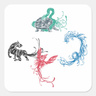 Four Gods Vierkante Sticker