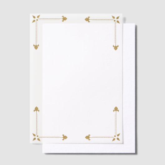 Four Gold Corners Wedding  Vellum Uitnodigingen (Offset)