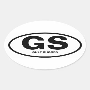 FOUR Gulf Shores, Alabama "GS" Ovale Sticker