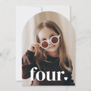 Four Heart Arched Foto 4e Verjaardag Kaart