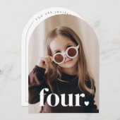 Four Heart Arched Foto 4e Verjaardag Kaart (Voorkant / Achterkant)