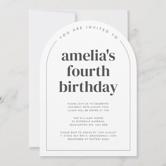 Four Heart Arched Foto 4e Verjaardag Kaart (Achterkant)