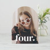 Four Heart Arched Foto 4e Verjaardag Kaart (Staand voorkant)