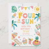 Four in the Sun 4e Verjaardagsfeestje Kaart (Voorkant)