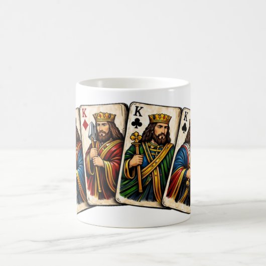 Four Kings Playing Cards Design Koffiemok (Center)