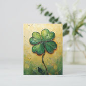 Four Leaf Clover Digitale olieverfschilderij Briefkaart (Staand voorkant)