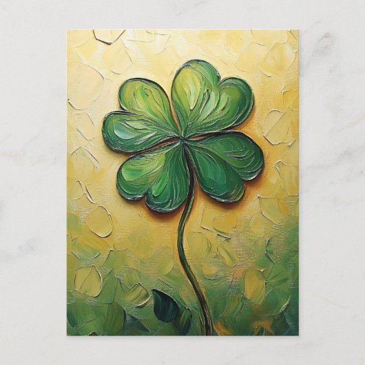Four Leaf Clover Digitale olieverfschilderij Briefkaart (Voorkant)