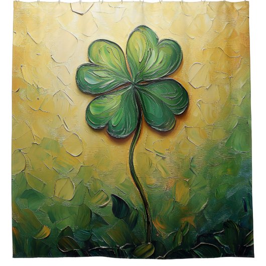 Four Leaf Clover Digitale olieverfschilderij Douchegordijn (Voorkant)