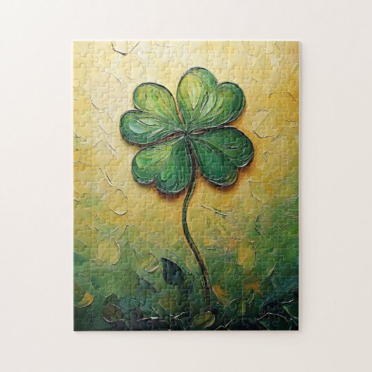 Four Leaf Clover Digitale olieverfschilderij Legpuzzel (Verticaal)