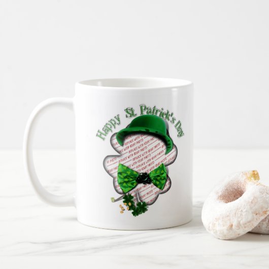 Four Leaf Clover Frame St Patrick's Day Koffiemok (Met donut)