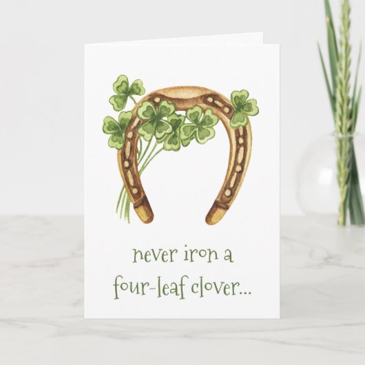 Four Leaf Clover Funny Irish St Patricks Day Kaart (Voorkant)