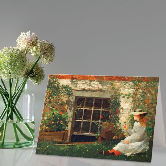 Four Leaf Clover Girl Winslow Homer Notitiekaartje