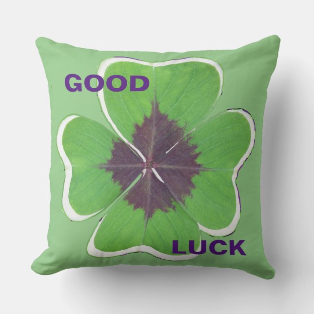 Four Leaf Clover Good Luck Sierkussen (Voorkant)