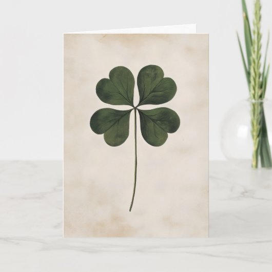 Four-Leaf Clover Green Luck Feestdagen Kaart (Voorkant)