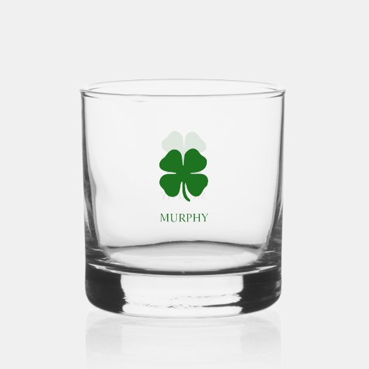Four Leaf Clover Green Shamrock Iers Whisky Glas (Achterkant)