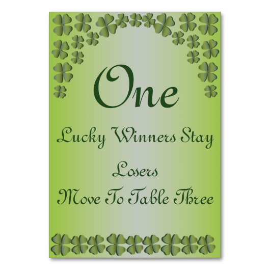 Four Leaf Clover Lucky Irish Table Kaart (Voorkant)