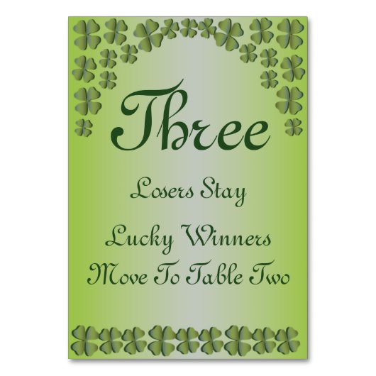 Four Leaf Clover Lucky Irish Table Kaart #3 (Achterkant)