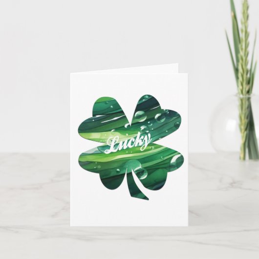 Four Leaf Clover Lucky Watercolor Shamrock Graphic Kaart (Voorkant)