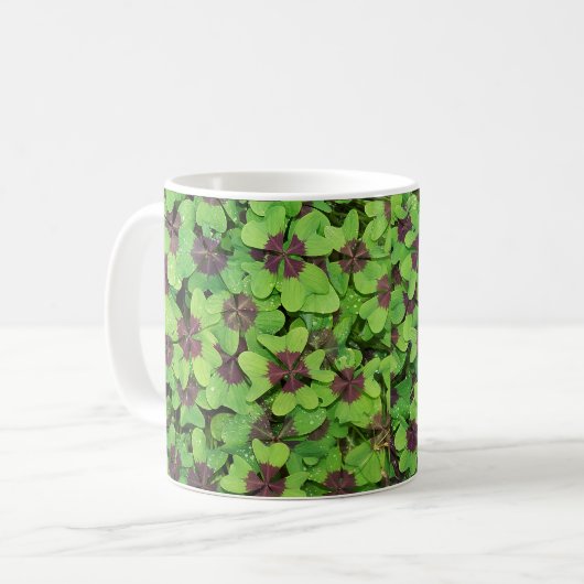 Four Leaf Clover met dauw, St. Patrick's Day Koffiemok (Voorkant links)