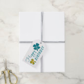 Four Leaf Clover Shamrock Gelukkige Verjaardag Cadeaulabel (Met Touw)