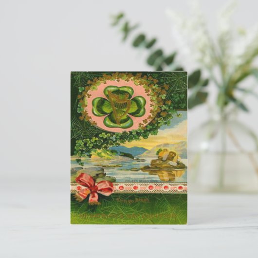 Four Leaf Clover Shamrock St Patrick's Day Briefkaart (Staand voorkant)