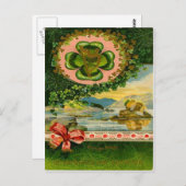  Four Leaf Clover Shamrock St Patrick's Day Briefkaart (Voorkant / Achterkant)
