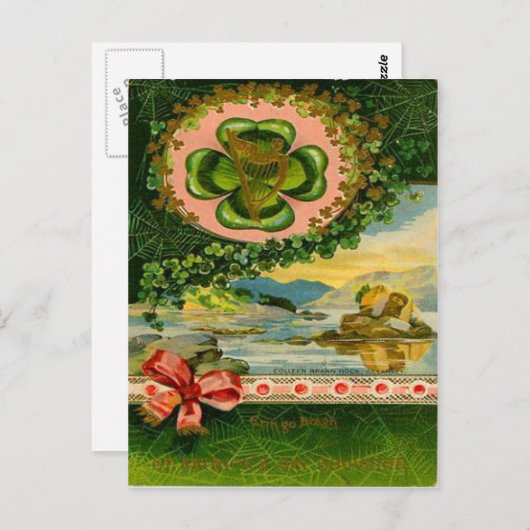 Four Leaf Clover Shamrock St Patrick's Day Briefkaart (Voorkant / Achterkant)