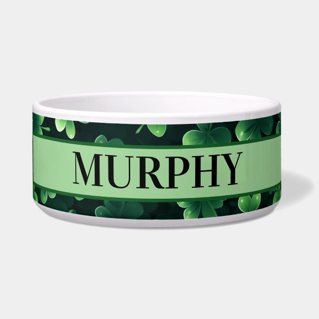 Four Leaf Clover Shamrocks Pet Voerbakje (Voorkant)