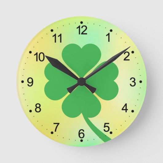Four Leaf Clover St. Patrick's Day Design-87906 Ronde Klok (Voorkant)