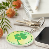 Four Leaf Clover St. Patrick's Day Design-87906 Sleutelhanger (Voorkant Rechts)