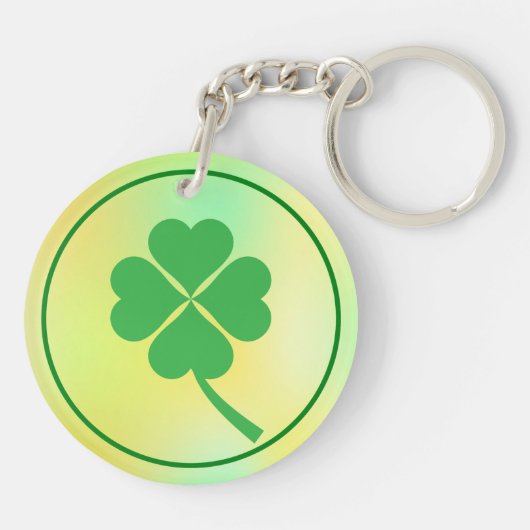 Four Leaf Clover St. Patrick's Day Design-87906 Sleutelhanger (Achterkant)