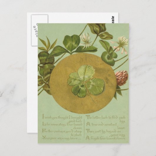 Four Leaf Clover St Patrick's Day Kaart (Voorkant / Achterkant)