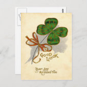 Four Leaf Clover St Patrick's Day Kaart (Voorkant / Achterkant)