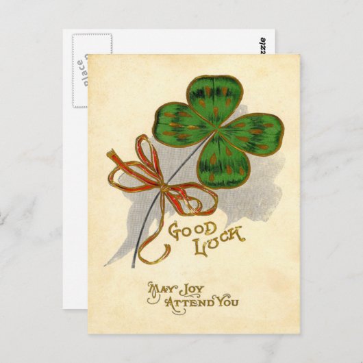Four Leaf Clover St Patrick's Day Kaart (Voorkant / Achterkant)