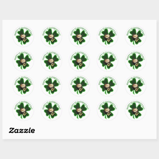 Four Leaf Clover St. Patrick's Day Ronde Sticker (Vel)