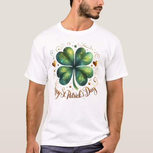 Four Leaf Clover St Patrick's Day T-shirt (Voorkant)