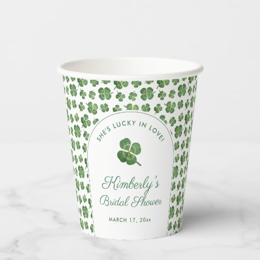 Four Leaf Clover St Patrick's Day Vrijgezellenfees Papieren Bekers (Achterkant)