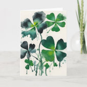 Four-leaf clover - Watercolor flowers Kaart (Voorkant)