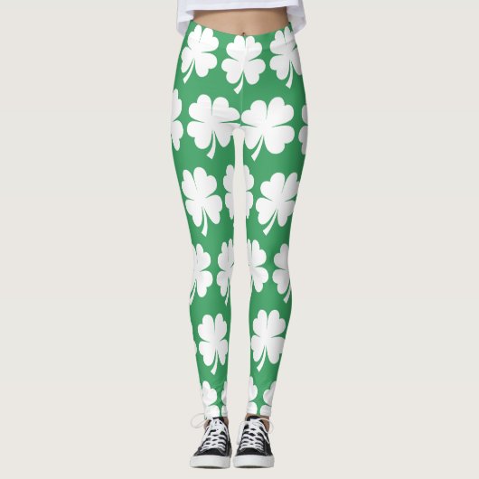Four Leaf Lucky Clover Saint Patrick's Day Leggings (Voorkant)