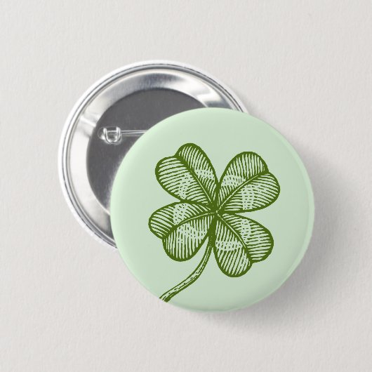 Four Leaf Lucky Clover. Shamrock. Ronde Button 5,7 Cm (Voorkant /achterkant)