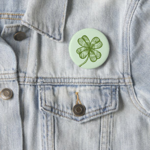  Four Leaf Lucky Clover. Shamrock. Ronde Button 5,7 Cm