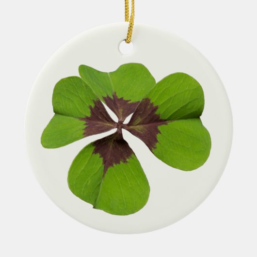 Four Leaf Lucky Clover St Patricks Day Succes Keramisch Ornament (Voorkant)