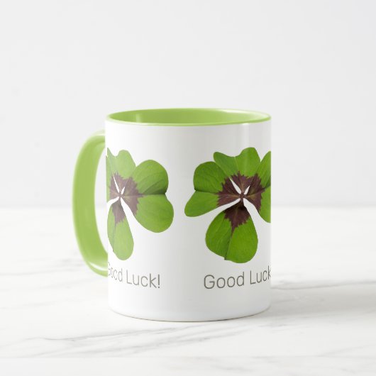 Four Leaf Lucky Clover St Patricks Day Succes Mok (Voorkant links)