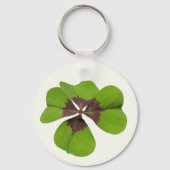 Four Leaf Lucky Clover St Patricks Day Succes Sleutelhanger (Voorkant)