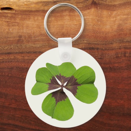Four Leaf Lucky Clover St Patricks Day Succes Sleutelhanger (Voorkant)