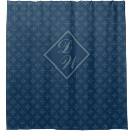 Four Leaf Rosette Luchtmacht Blauw Foulard patroon Douchegordijn